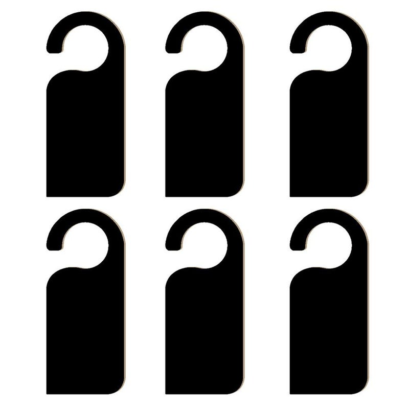 FRECI 6pcs Wooden Blackboard Door Sign Hanger, Reusable Label, Eco-friendly, Versatile, Uncoated, Black, Small, Rectangular Signs - Image 1